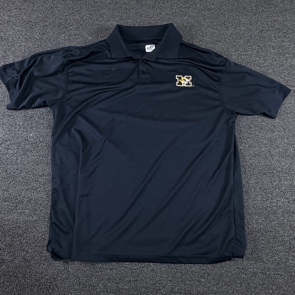 Missouri Tigers Polo Shirt Mens XXL Black NCAA Football J. America EUC